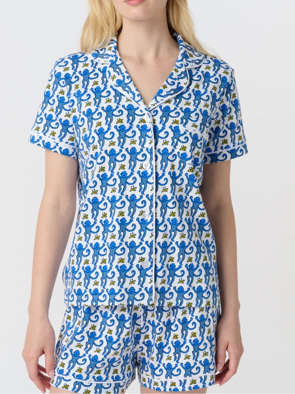 Roller Rabbit Monkey Polo Pajama Top in Blue XL